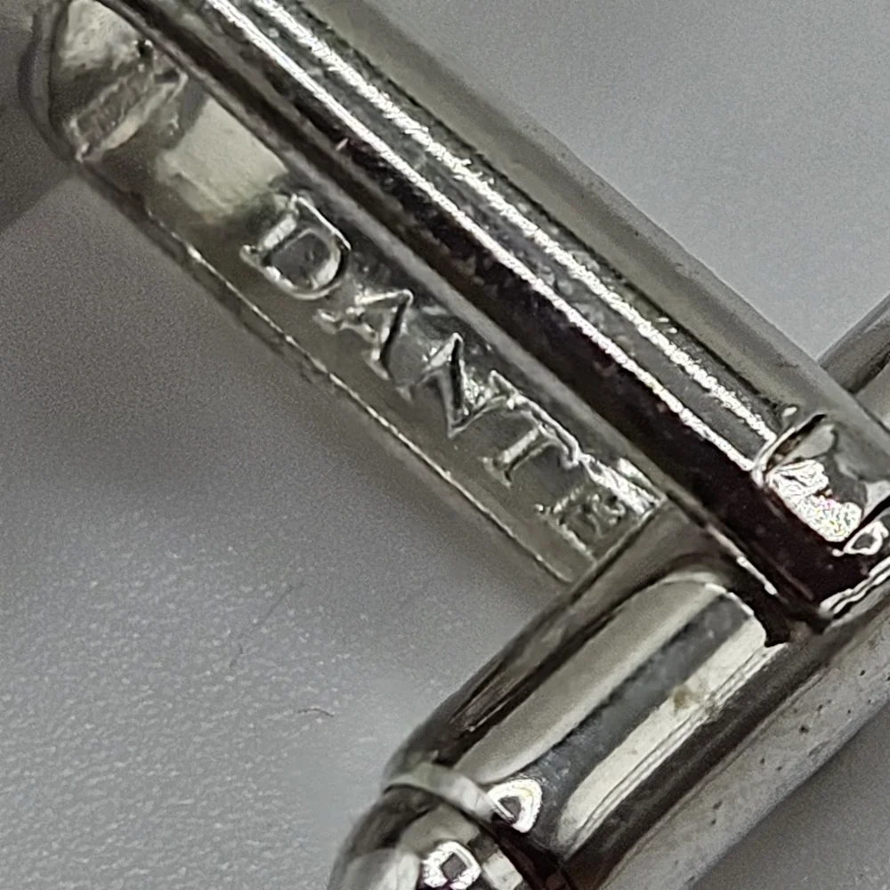 VINTAGE Dante Silver Tone Genuine Onyx Inset Rectangular Cufflinks Set Signed